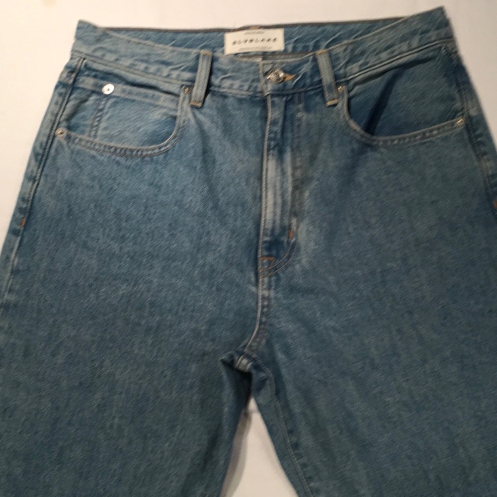 SLVRLAKE High-Rise Cropped Straight-Leg Jeans in Classic Blue - Picture 2 of 15